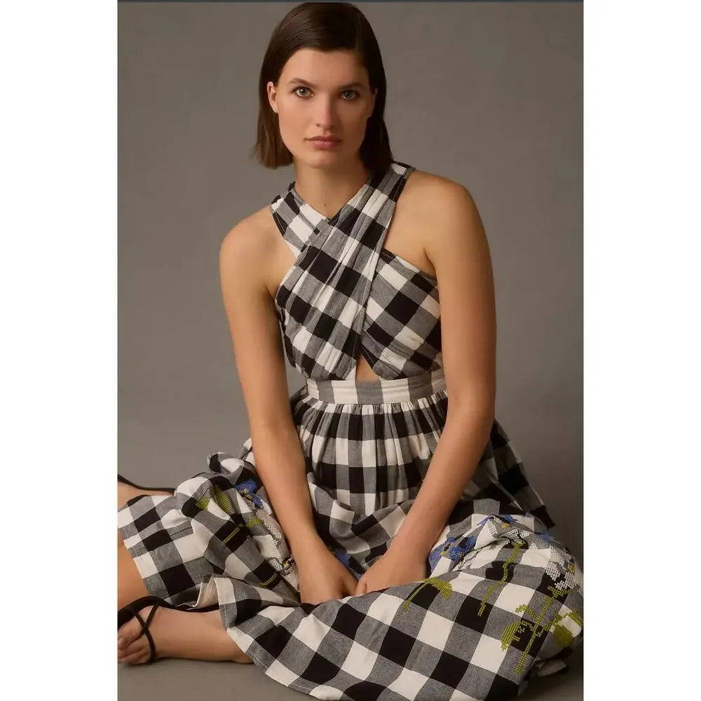 NWT Anthropologie Verb by Pallavi Gingham Halter Dress - XXS - Picture 3 of 4